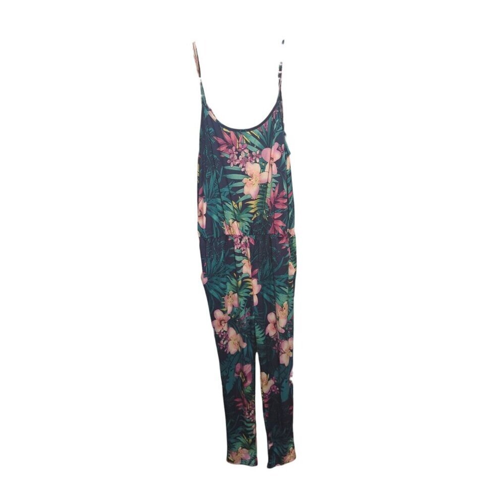 Friday Made In Los Angeles Women's Size Large Floral Jumpsuit Sleeveless W/ Pock